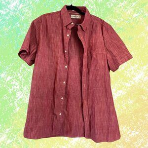 Hawker Rye Red Chambray Short-Sleeve Button-Up - L